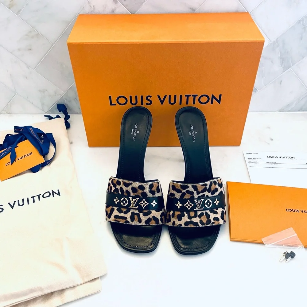 NWT RARE AUTHENTIC LOUIS VUITTON LEOPARD REVIVAL MULE FULL SET - Picture 2 of 8